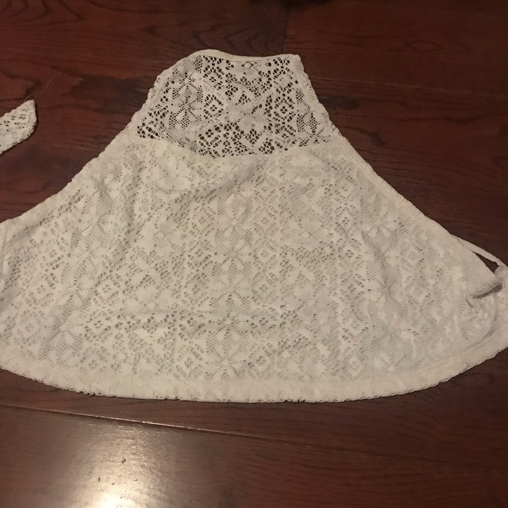 Hollister halter white lace crop top